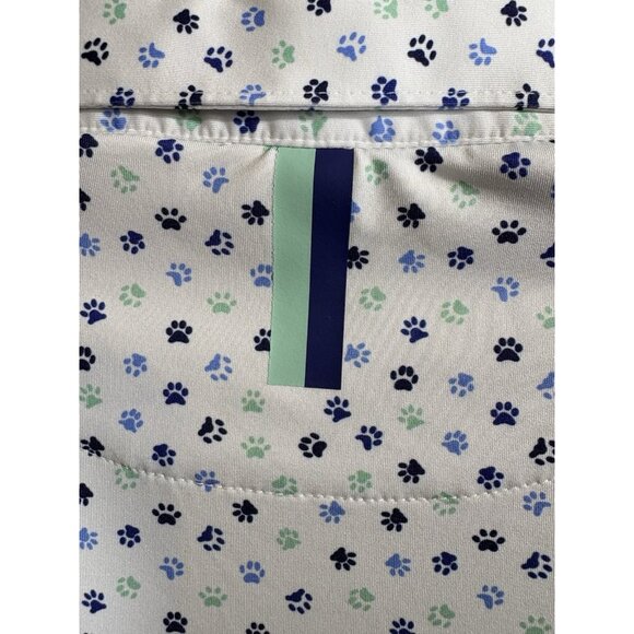 Rhoback Shirt Mens XL White Dog Paw Print Performance Golf Polo Stretch - Picture 6 of 9